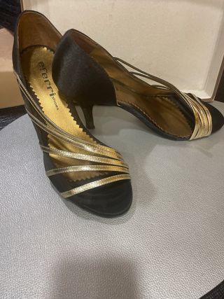 Zapatos de fiesta Eferri negros y dorados