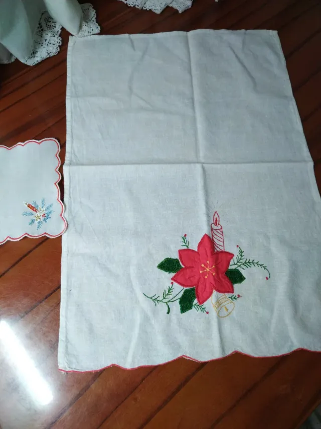 Set asciugamano e sottobicchiere Natale Poinsettia