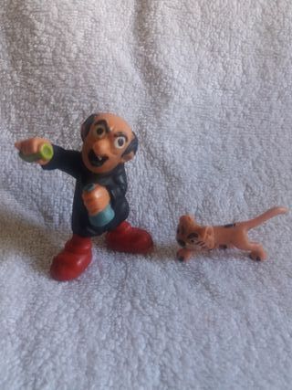 FIGURAS GARGAMEL Y GATO PITUFOS PVC NO TOXICO