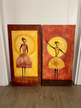 Par Cuadros Abstractos Bailarinas