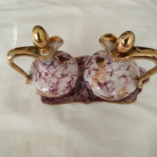 Juego Aceitera Vinagera de porcelana años 60