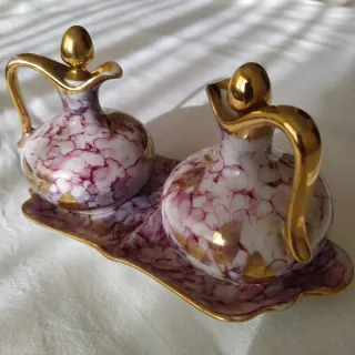 Juego Aceitera Vinagera de porcelana años 60