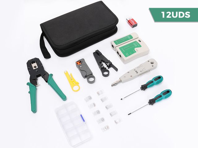 Kit Herramientas Redes RJ45/RJ11 12 en 1