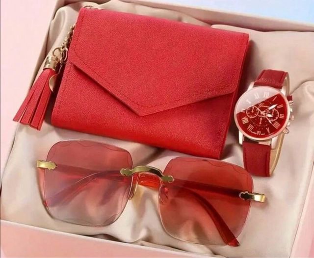 Conjunto de accesorios: cartera, reloj y gafas 12&