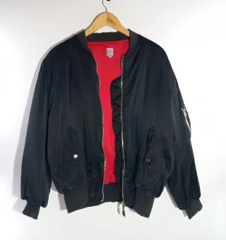 Chaqueta Bomber Vintage Dressing Negra Roja