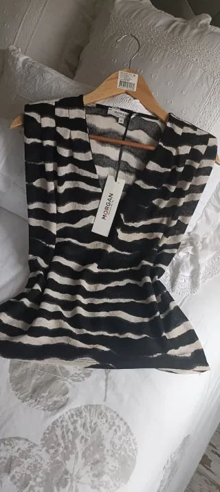 Top Morgan Rayas Beige y marrón Talla M