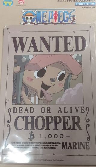 Poster metallo One Piece Wanted Chopper