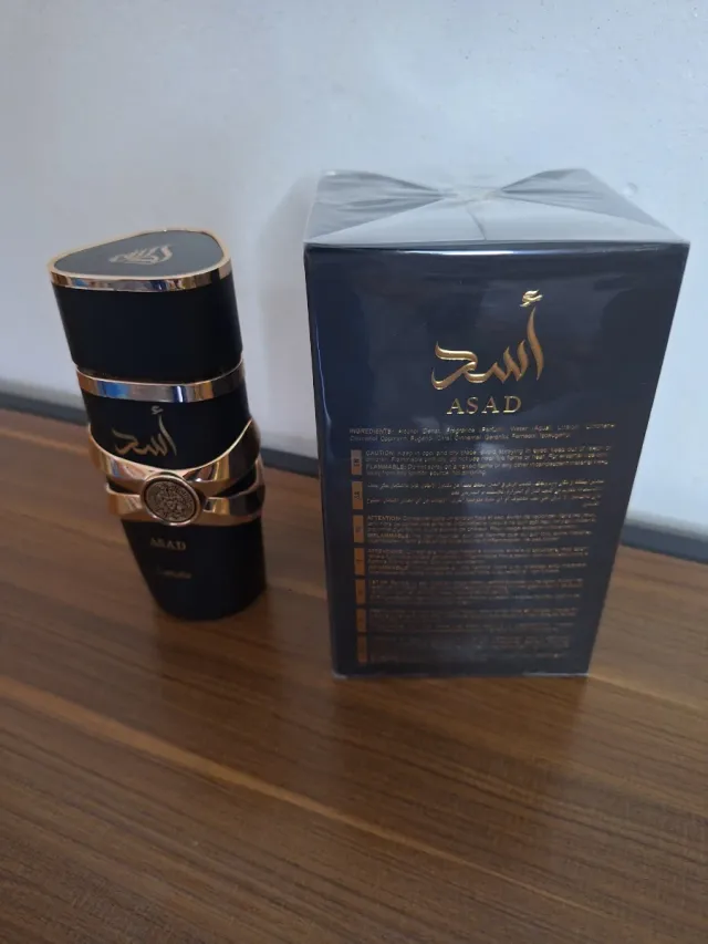 Perfume Asad Lattafa Eau de Parfum Negro y Dorado