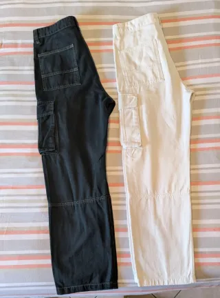 2 paia pantaloni cargo neri e bianchi