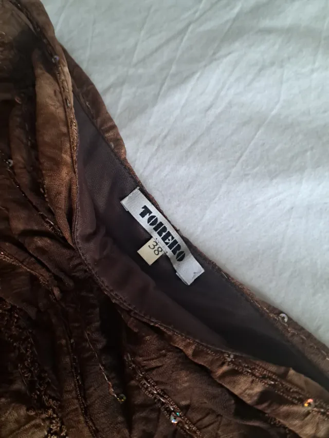 Vestido,Falda Torero T38 Marrón con Lentejuelas