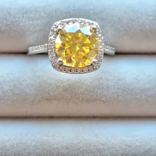 Conjunto Anillo y Pendientes Plata-oro Moissanitas