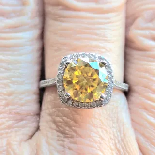 Conjunto Anillo y Pendientes Plata-oro Moissanitas