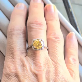 Conjunto Anillo y Pendientes Plata-oro Moissanitas