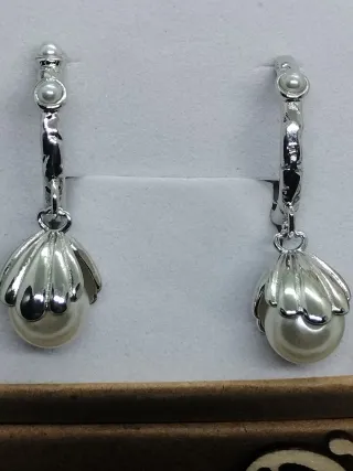 Pendientes de  Plata Aro  con Perla