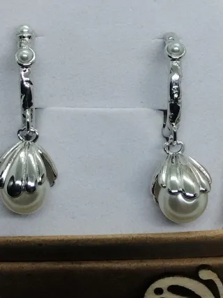 Pendientes de  Plata Aro  con Perla