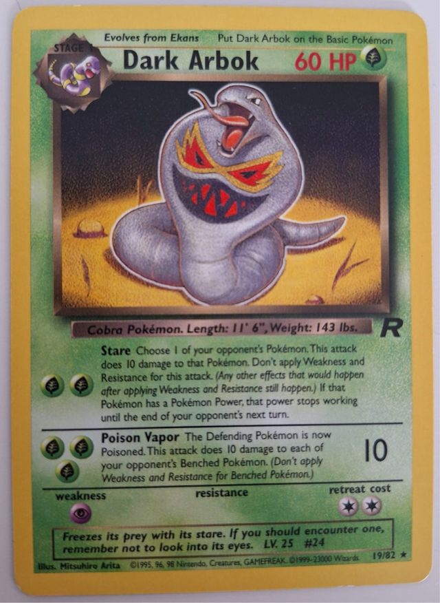 Dark Arbok Pokémon TCG Carta Rara 19/82