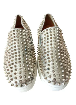 Mocasines Christian Louboutin Plateados Tachuelas