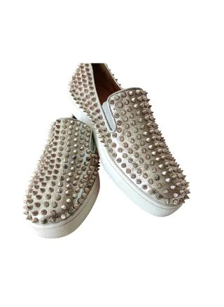 Mocasines Christian Louboutin Plateados Tachuelas