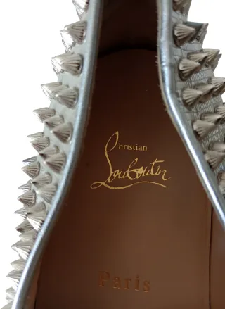 Mocasines Christian Louboutin Plateados Tachuelas