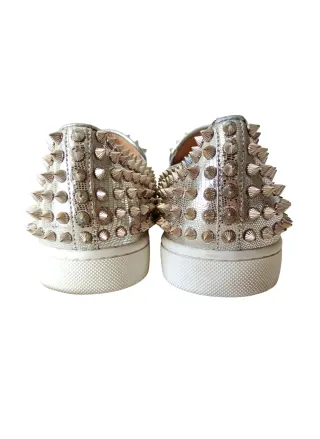 Mocasines Christian Louboutin Plateados Tachuelas
