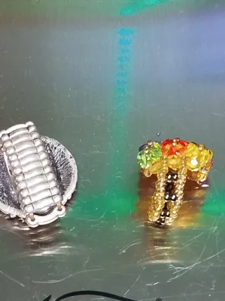 2 Anillos Estilo Vintage Multicolor y Plateado