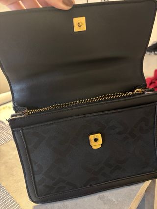 Borsa Liu Jo tracolla nera con logo oro
