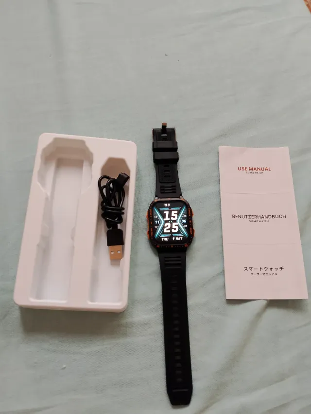 Smartwatch Deportivo Negro Naranja