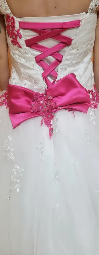 Vestido de Novia Blanco y Rosa