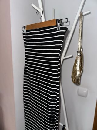 Vestido largo Pull&Bear rayas blanco y negro