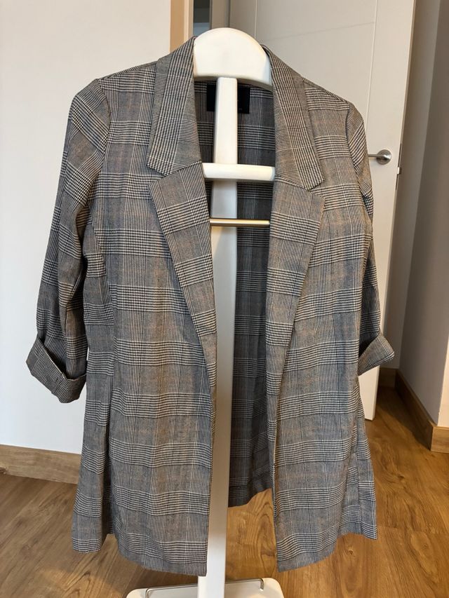 Blazer cuadros mujer gris multicolor