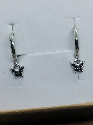 Pendientes Aro de Plata colgante Mariposa