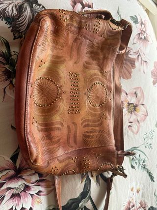 Bolso Piel Biba Marrón Tachuelas