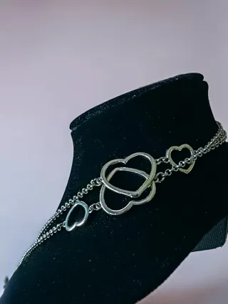 Collana lunga con cuori argento