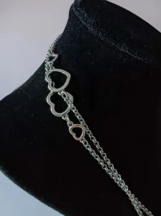 Collana lunga con cuori argento
