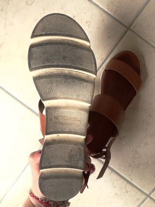 Italian double band biscuit/tan sandals