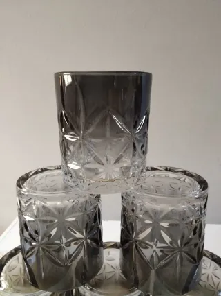 Set 6 Bicchieri Vetro Grigio Trasparente