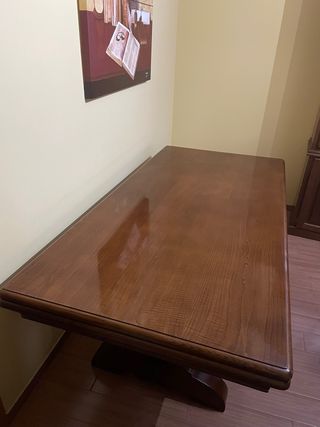 Mesa de castaño maciza de 2 m extensible a 3m