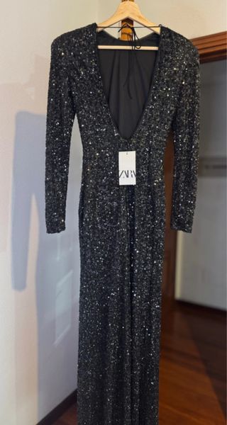 Vestido largo lentejuelas Zara