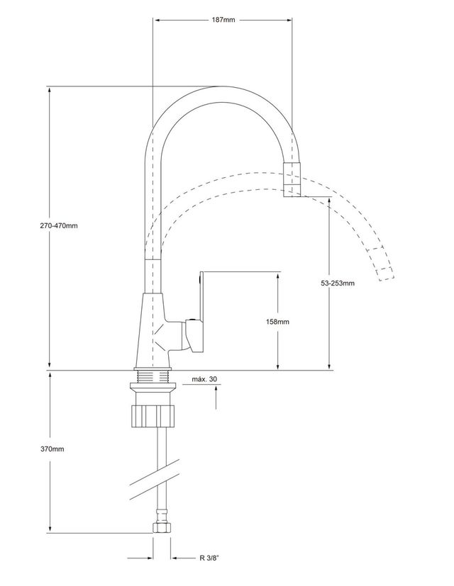 Grifo flexible encimera negro