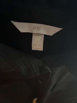 Camisa Larga Vestido H&M Negro Talla XS