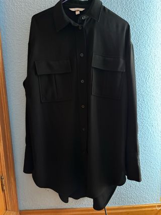 Camisa Larga Vestido H&M Negro Talla XS