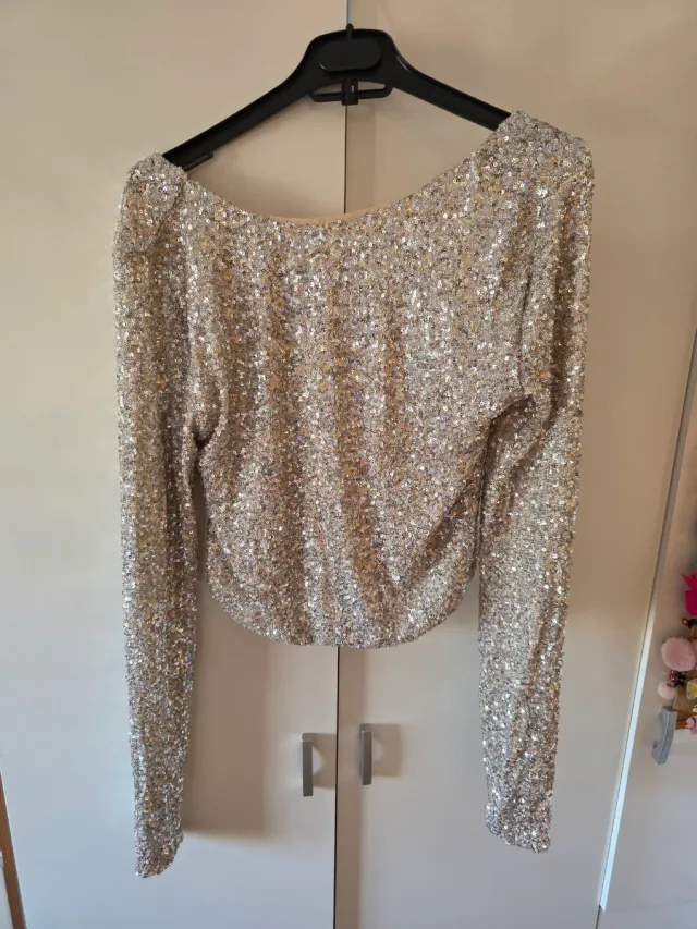 Blusa lentejuelas doradas y plateadas talla única