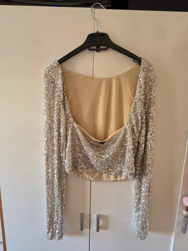 Blusa lentejuelas doradas y plateadas talla única