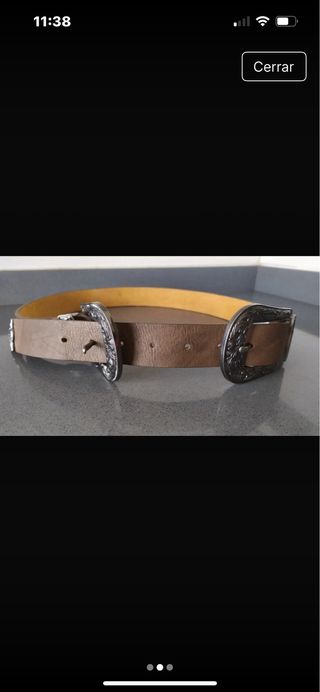 Cinturón doble hebilla marrón y plateado