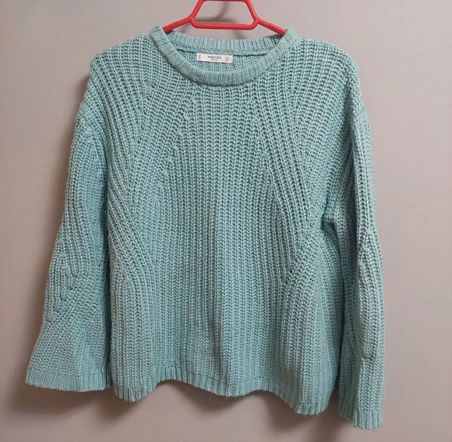 Jersey punto mujer azul Mango Talla M