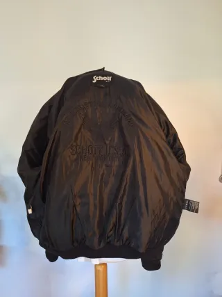 Chaqueta Bomber Cuero Schott Negra