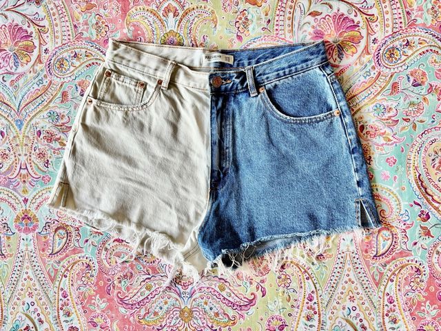 Shorts vaqueros patchwork Pull&Bear talla 42