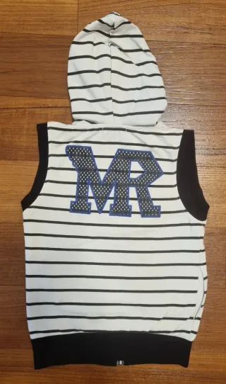 Gilet con cappuccio righe 7/8 anni