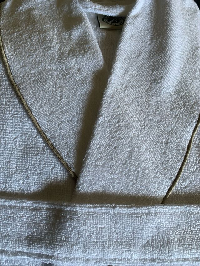 Roupão de Algodão Branco estilo spa com rolinho