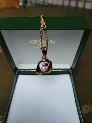 Colgante Gusán Bañado en Oro con Perla